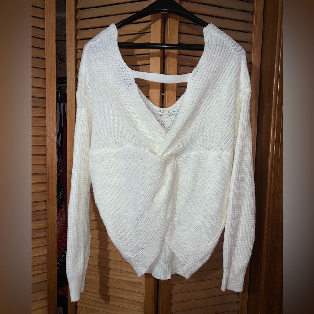 Knot back sweater.